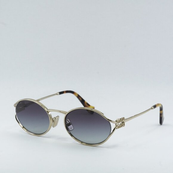 Miu Miu MU52YS ZVN5D1 Sunglasses Pale Gold Oval Frame, Grey Gradient Lenses main image 8